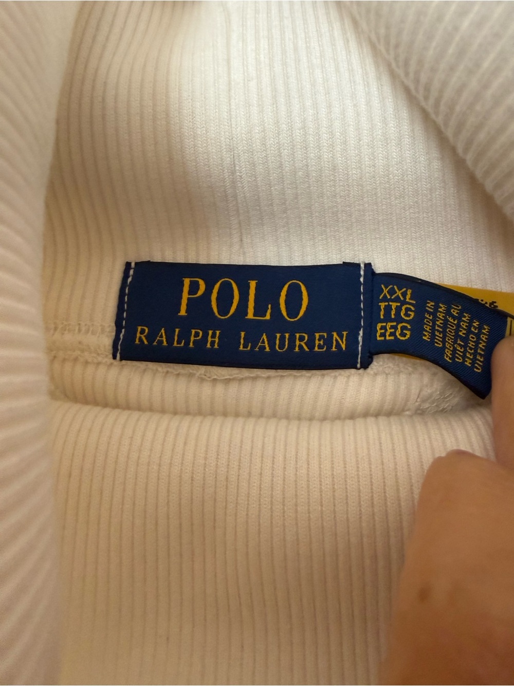 Ralph Lauren Cream Waffle-Knit Fleece Turtleneck Sweater